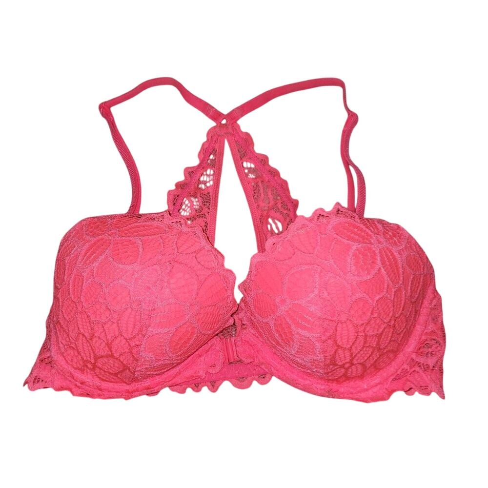 Pink Victoria Secret Hot Pink Padded Lace 32D
